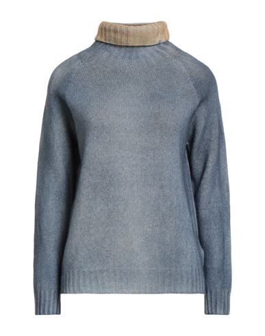 Aragona Woman Turtleneck Slate Blue Size 10 Wool, Cashmere