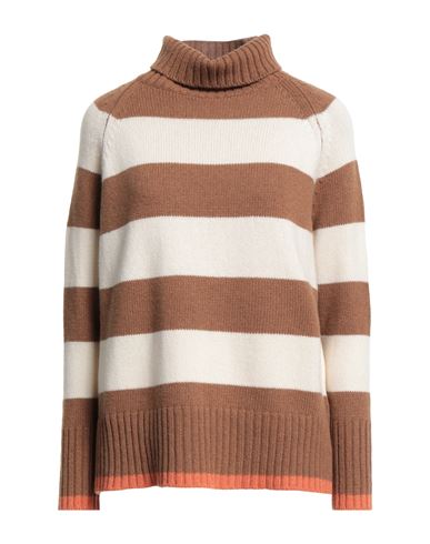 Aragona Woman Turtleneck Brown Size 10 Cashmere