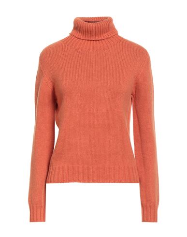 Aragona Woman Turtleneck Orange Size 10 Cashmere