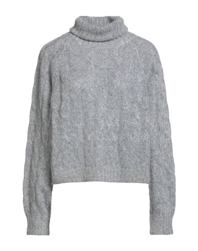 Brunello Cucinelli Woman Turtleneck Grey Size 3xl Wool, Mohair Wool, Brass In Gray