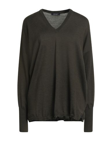 Aragona Woman Sweater Military Green Size 8 Merino Wool