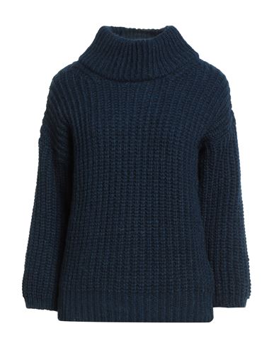 Aragona Woman Turtleneck Navy Size 6 Baby Alpaca Wool, Merino Wool, Polyamide In Blue