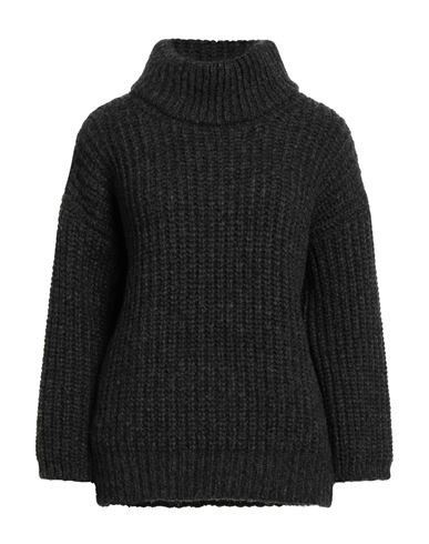 Aragona Woman Turtleneck Charcoal Size 8 Baby Alpaca Wool, Merino Wool, Polyamide In Gray