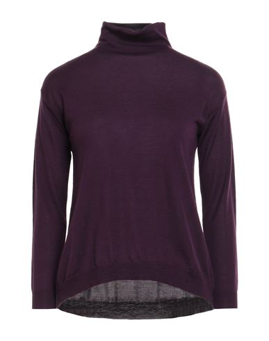 Aragona Woman Turtleneck Dark Purple Size 6 Merino Wool