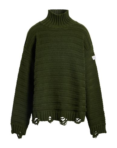 Mm6 Maison Margiela Wool-blend Ribbed Rollneck Jumper In Green