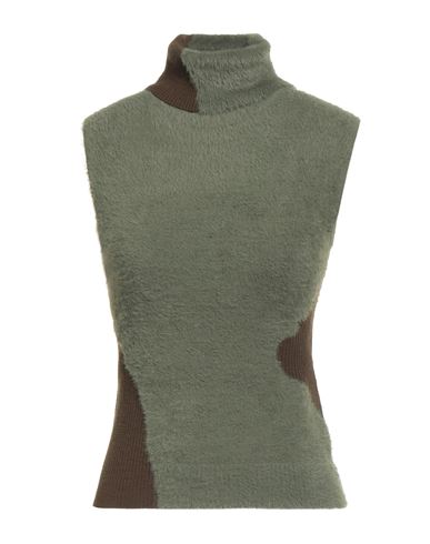 Mm6 Maison Margiela Woman Turtleneck Military Green Size S Polyamide, Acrylic, Virgin Wool In Green
