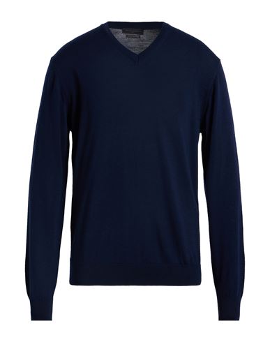 Daniele Fiesoli Man Sweater Navy Size L Merino Wool In Blue
