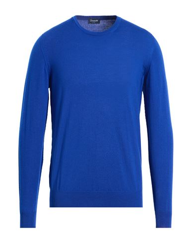 Drumohr Man Sweater Bright Blue Size 40 Merino Wool In Blue