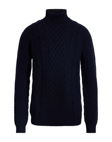 Drumohr Man Turtleneck Midnight Blue Size 42 Wool In Blue