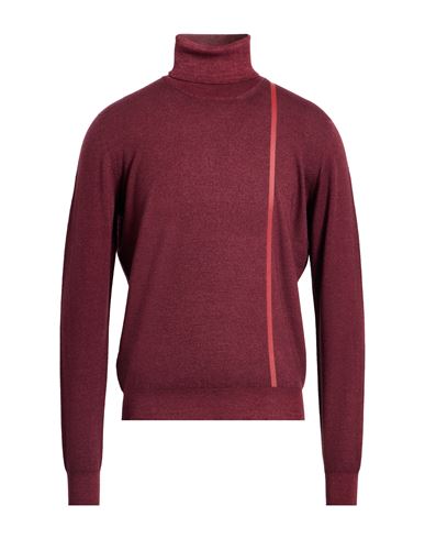 Drumohr Man Turtleneck Burgundy Size 34 Merino Wool In Red