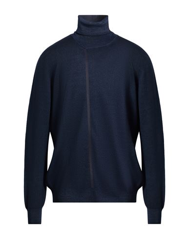 Drumohr Man Turtleneck Navy Size 44 Merino Wool In Blue