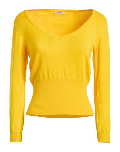 Fracomina Woman Sweater Yellow Size Xl Viscose, Nylon In Yellow
