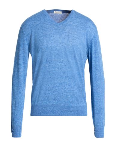 Panicale Man Sweater Azure Size 46 Linen, Cotton In Blue
