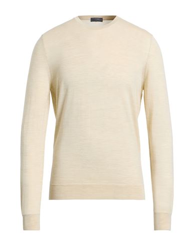 Drumohr Man Sweater Cream Size 38 Super 140s Wool In Nude