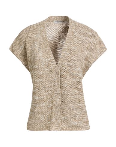 Le Tricot Perugia Woman Cardigan Beige Size M Linen, Polyester, Polyamide In Nude