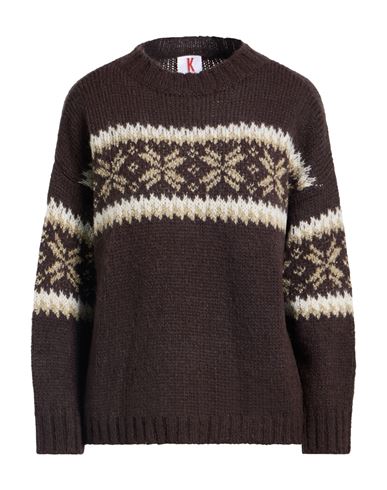 Kontatto Woman Sweater Dark Brown Size Onesize Acrylic, Mohair Wool, Polyamide In Brown