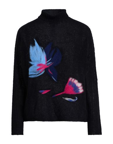 Emporio Armani Woman Turtleneck Black Size L Alpaca Wool, Polyamide, Wool In Black