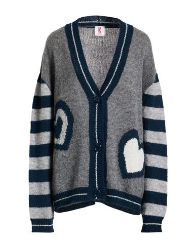Kontatto Woman Cardigan Grey Size Onesize Acrylic, Mohair Wool, Polyamide In Multi