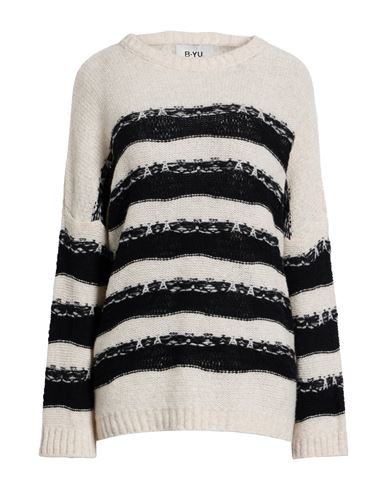 B.yu B. Yu Woman Sweater Cream Size Xl Merino Wool, Polyamide In White