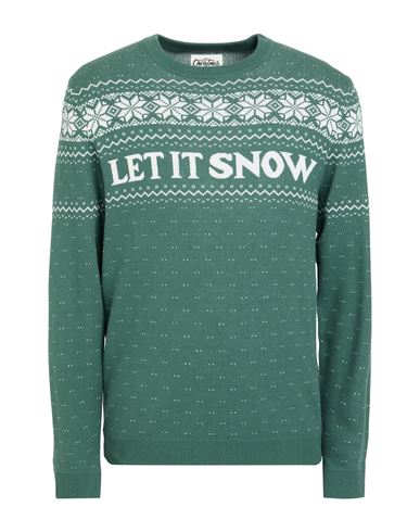 Jack & Jones Man Sweater Emerald Green Size L Cotton In Green