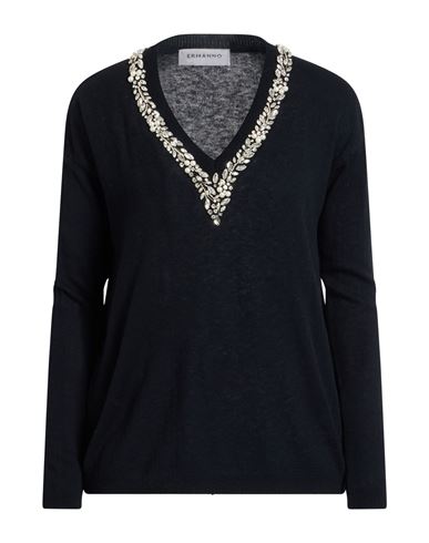 Ermanno Firenze Woman Sweater Black Size 6 Wool, Polyamide, Glass, Brass, Pvc - Polyvinyl Chloride In Black