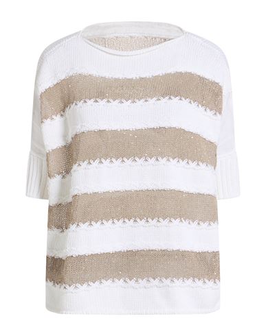 Le Tricot Perugia Woman Sweater White Size M/l Cotton, Polyester, Linen