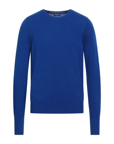 Drumohr Man Sweater Blue Size 44 Lambswool In Blue