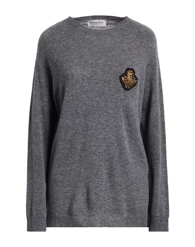 Ermanno Firenze Woman Sweater Charcoal Size 8 Wool, Glass, Acrylic In Gray