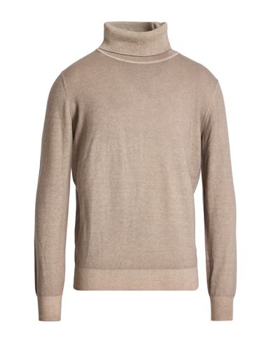 Kangra Cashmere Kangra Man Turtleneck Taupe Size 44 Cashmere In Brown