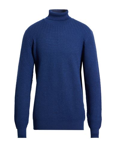 Gran Sasso Man Turtleneck Navy Size 50 Virgin Wool In Blue