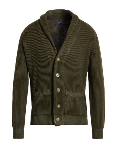 Fedeli Man Cardigan Military Green Size 42 Merino Wool In Green