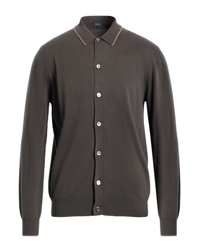 Fedeli Man Cardigan Lead Size 40 Virgin Wool, Cashmere In Gray
