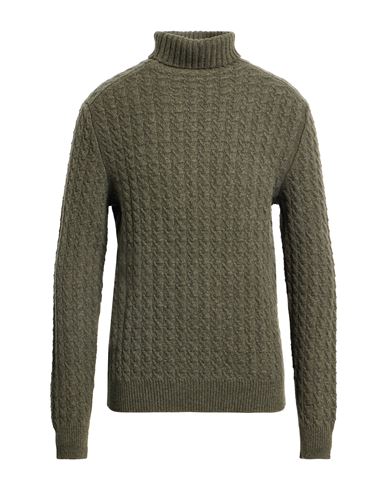 Fedeli Man Turtleneck Military Green Size 40 Cashmere In Green