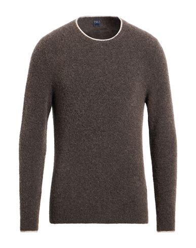 Fedeli Man Sweater Dark Brown Size 40 Wool, Polyester, Cashmere, Elastane In Brown