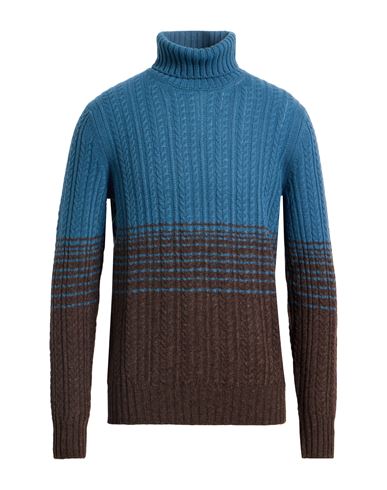 Gran Sasso Man Turtleneck Pastel Blue Size 40 Virgin Wool In Blue