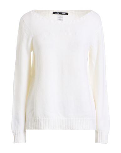 Left End Woman Sweater Ivory Size 8 Virgin Wool In White