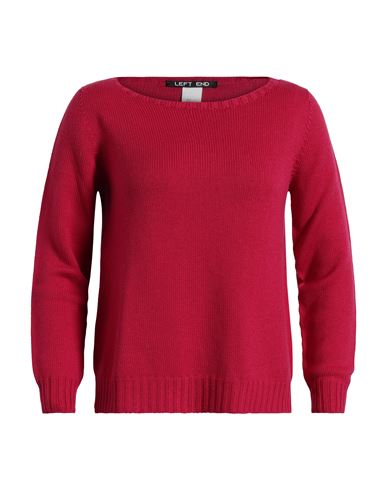 Left End Woman Sweater Garnet Size 2 Virgin Wool In Red