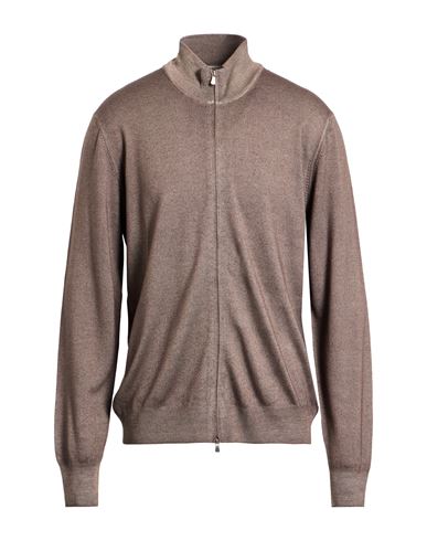 La Fileria Man Cardigan Taupe Size 44 Virgin Wool In Brown