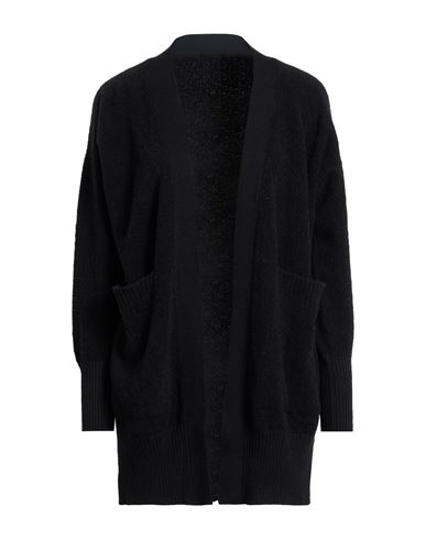 Left End Woman Cardigan Black Size 4 Virgin Wool, Polyamide In Black