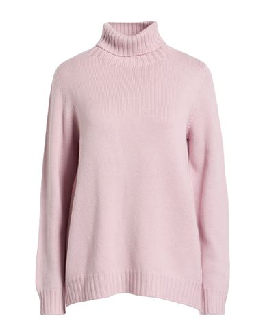 Left End Woman Turtleneck Blush Size 2 Virgin Wool In Pink