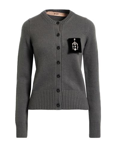N°21 Woman Cardigan Grey Size 6 Polyamide, Acrylic, Wool In Gray