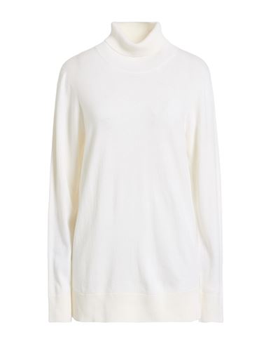 Left End Woman Turtleneck Ivory Size 10 Virgin Wool In White
