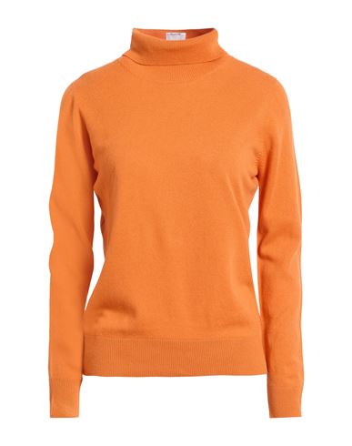 Left End Woman Turtleneck Orange Size 10 Virgin Wool, Viscose, Cashmere In Orange