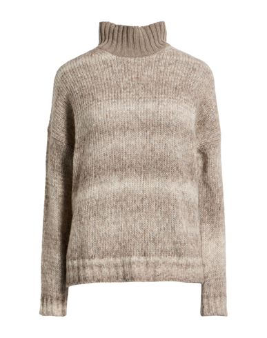 Woolrich Woman Turtleneck Taupe Size Xs Alpaca Wool, Cotton, Wool In Gray