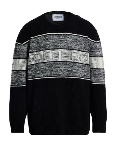 Iceberg Man Sweater Black Size L Wool, Polyamide In Black
