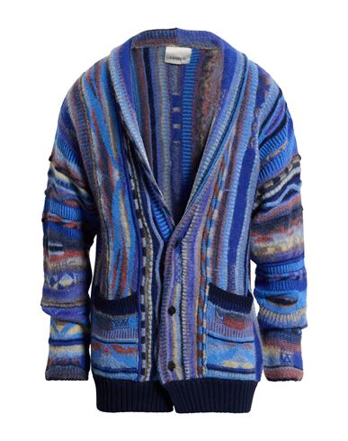 Laneus Man Cardigan Azure Size 38 Alpaca Wool, Polyamide, Polyacrylic, Virgin Wool, Cashmere In Blue