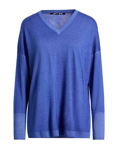Left End Woman Sweater Blue Size 6 Virgin Wool In Blue