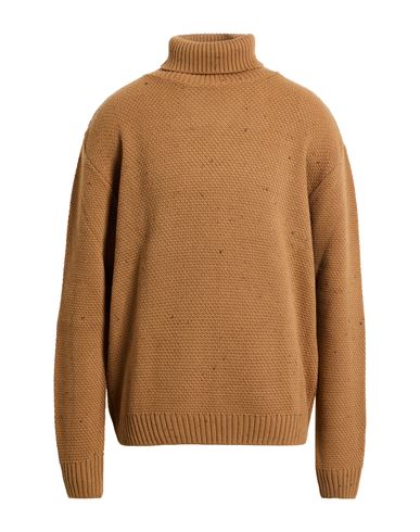 Bernese Milano Man Turtleneck Camel Size Xl Wool, Modal In Brown