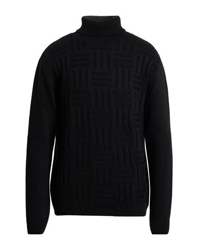 Bernese Milano Man Turtleneck Black Size Xxl Wool, Modal In Black