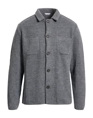 Manuel Ritz Man Cardigan Lead Size Xxl Acrylic, Virgin Wool In Gray